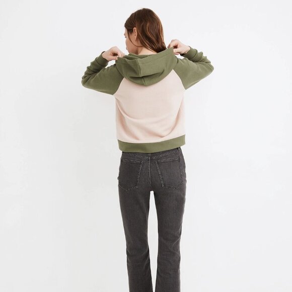 Madewell Betterterry Hoodie Sweatshirt Colorblock Pastel Pink Green Sporty Small - Picture 3 of 12